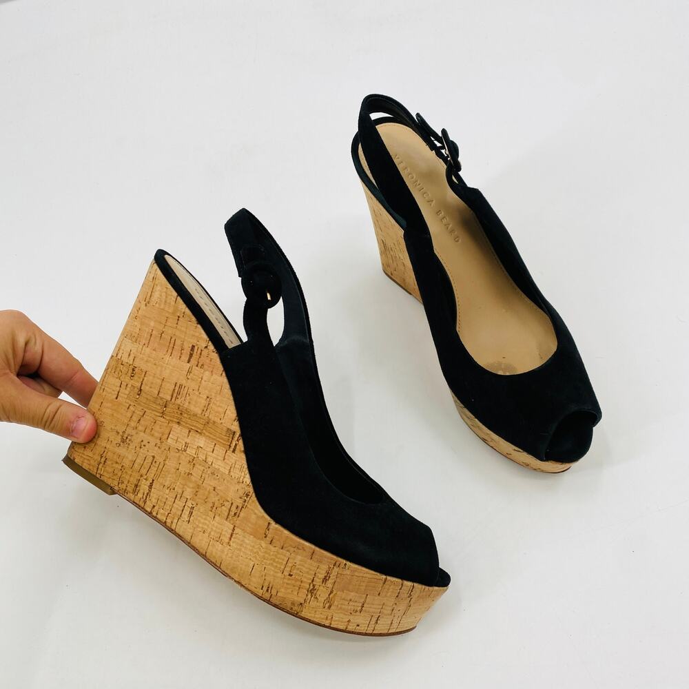 Veronica Beard Cork Peep toe Wedges